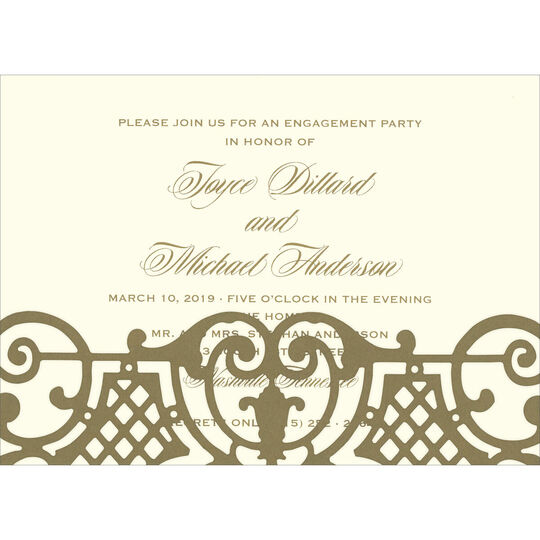 Gold Damask Die-cut Wrap Invitations